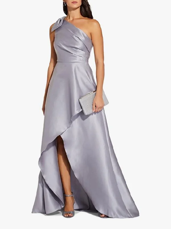 Mikado High Low Long Maxi Dress, Silver Elegant Maxi Skirt