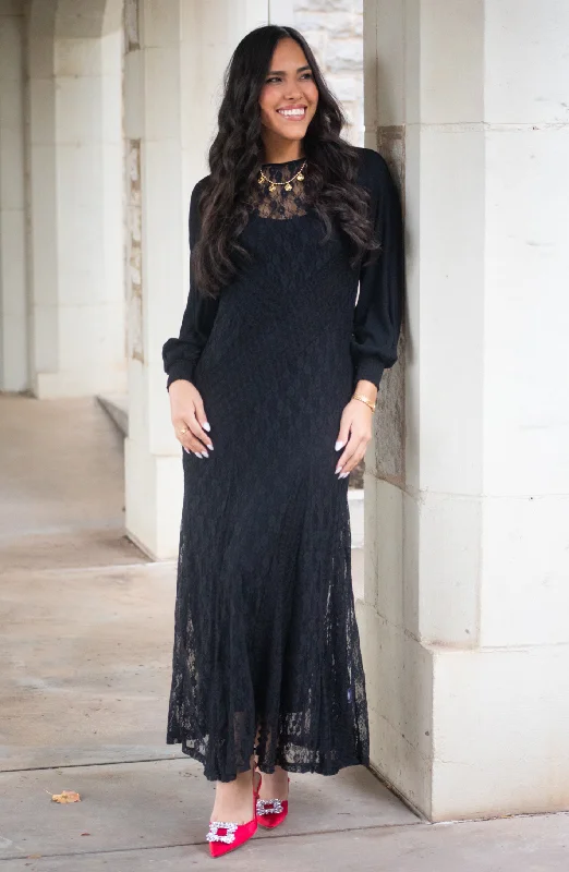 My Heart Is Set Black Lace Maxi Dress Midi Maxi Outfit