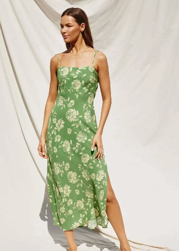 Tropical Dream Maxi Dress - Flora Fern Soft Ruffled Maxi