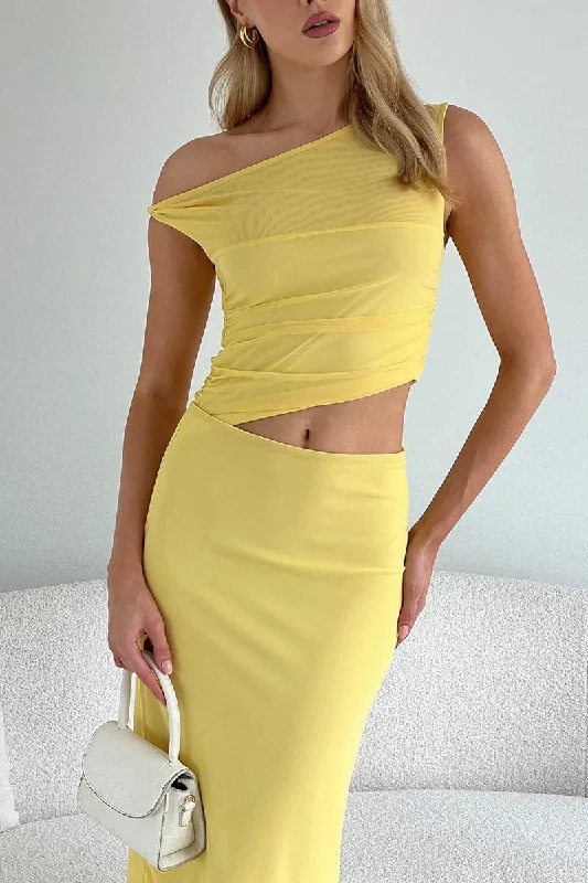 Yellow Bodycon Dress Maxi Mesh Maxi Skirt Classic