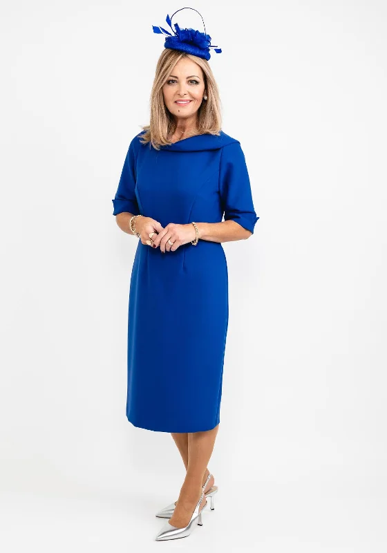 Cassandra Diamante Bow Midi Pencil Dress, Royal Blue Winter Midi Outfit