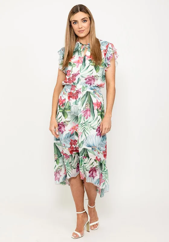 Seventy1 Tropical Floral Midi Dress, White Multi Denim Midi Skirt