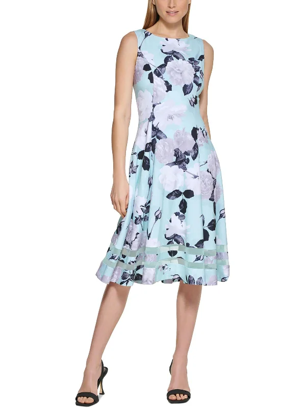 Womens Floral Sleeveless Midi Dress Cozy Midi Dress