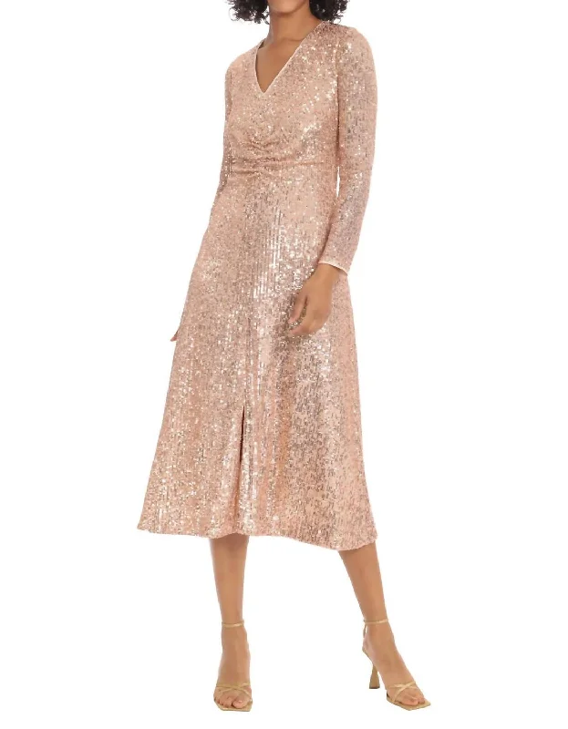 Kerry Sequin Dres in Rose Gold Sparkly Sequin Dress