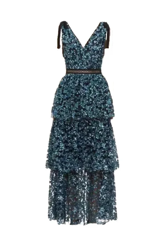 Summer Sequin Dress for women sleeveless bow Mesh embroidered sequins Slim dress Sleek Sequin Dress