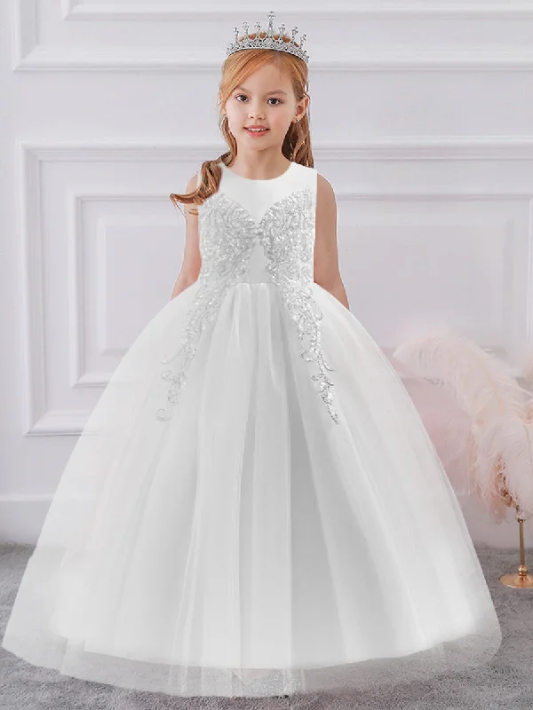 Ball Gown Scoop Sleeveless Flower Girl Dresses with Sequins Sequin Bodycon Dress