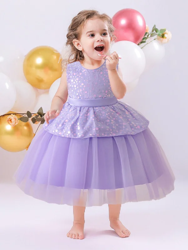 Ball Gown Scoop Sleeveless Flower Girl Dresses with Sequins Sequin Dress Look