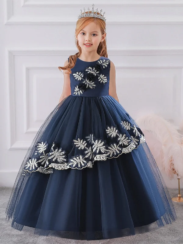 Ball Gown Scoop Sleeveless Flower Girl Dresses with Sequins Sequin Shift Dress