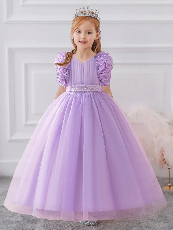 Ball Gown V-Neck Sleeveless Flower Girl Dresses with Sequins Black Sequin Dress