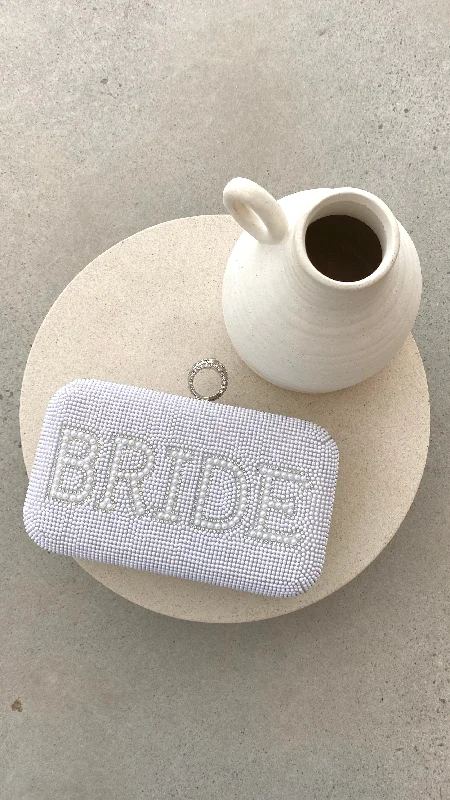 Bride To Be Sequin Clutch - White/Silver Party Wear Sequin