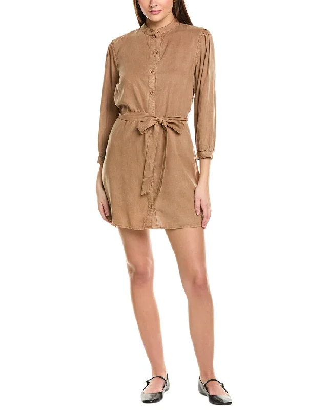 Bella Dahl Puff Sleeve Belted Shirtdress Formal Shirt Gown