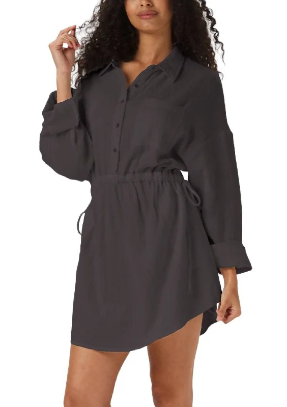 Kalo Shirt Dress In Phantom Elegant Shirt Dress