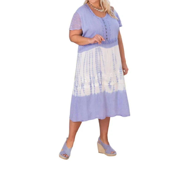 Maeve Tie Dye Print Short Sleeve Dress - Plus Size In Iris Otps Iris Tie Dye Plus Size Maxi