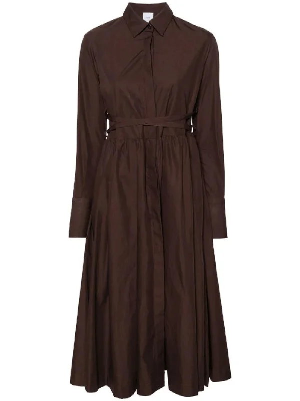 Long Pleated Shirt Dress Office Shirt Dress