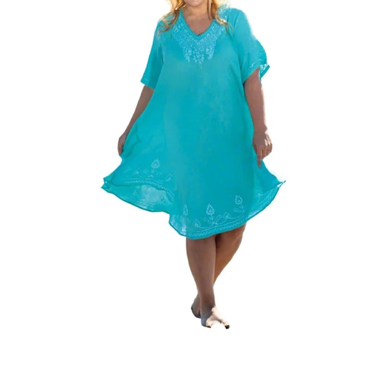 Pearl Short Sleeve Sundress - Plus Size In Seafoam Plus Size Blouse