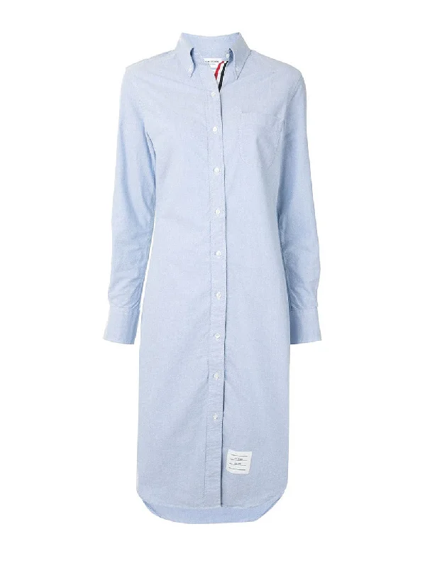 Knee Length Long Sleeve Point Collar Shirt Shirt Dress Fashion